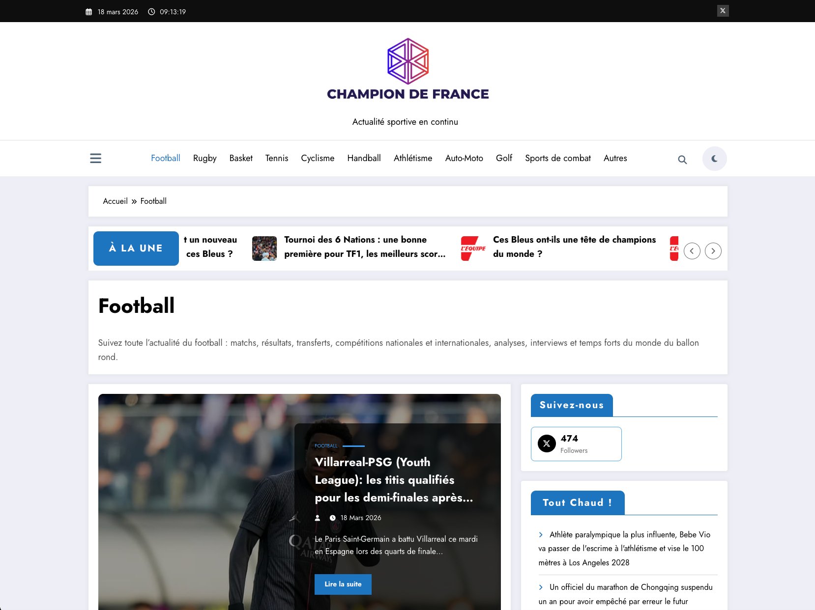 Screenshot championdefrance.fr